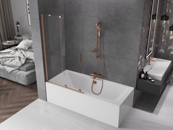 Mexen Velar 2-panel sliding bath screen 100 x 150 cm, transparent, brushed copper - 896-100-000-01-65