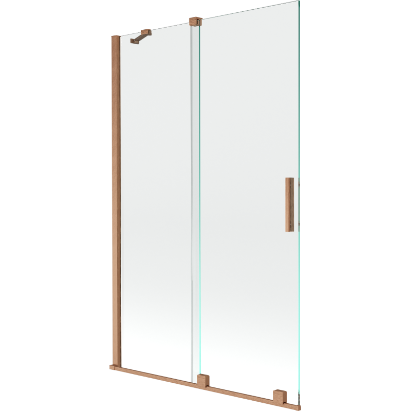Mexen Velar Badewannenfalttür 2-teilig verschiebbar 110 x 150 cm, transparent, gebürstetes Kupfer - 896-110-000-01-65