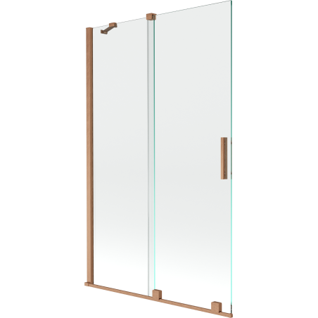 Mexen Velar skjutbar duschvägg med 2 paneler 110 x 150 cm, transparent, borstad koppar - 896-110-000-01-65