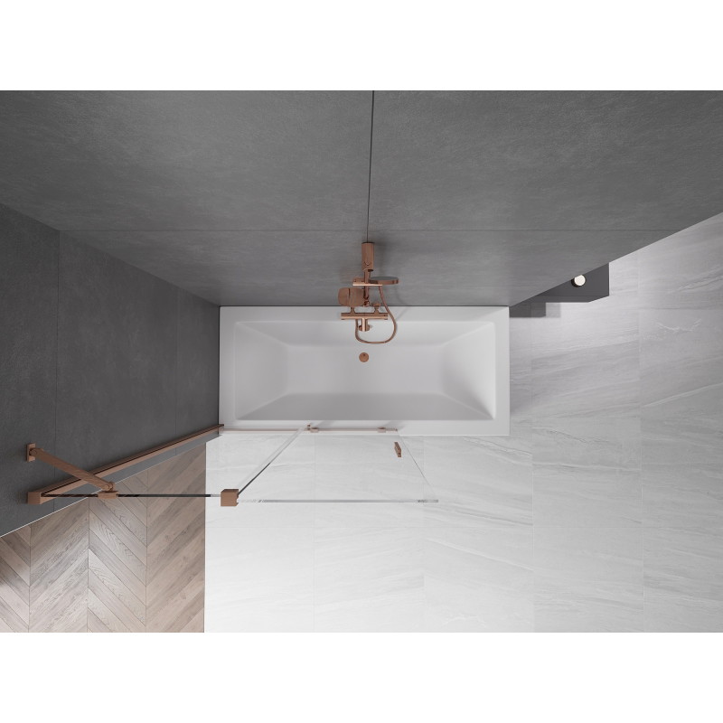 Mexen Velar zweiflügelige, schiebbare Badewannenabtrennung 110 x 150 cm, transparent, gebürstetes Kupfer - 896-110-000-01-65