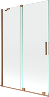 Mexen Velar Duschabtrennung für Badewanne, 2-flügelig, 120 x 150 cm, transparent, gebürstetes Kupfer - 896-120-000-01-65