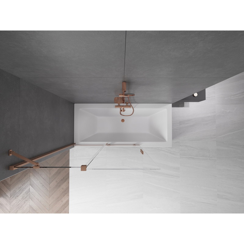 Mexen Velar 2-panel sliding bathtub screen 120 x 150 cm, transparent, brushed copper - 896-120-000-01-65