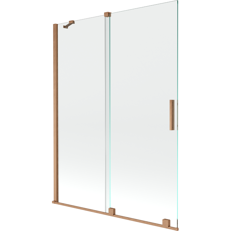 Mexen Velar Duschabtrennung 2-flügelig schiebbar 130 x 150 cm, transparent, gebürstetes Kupfer - 896-130-000-01-65