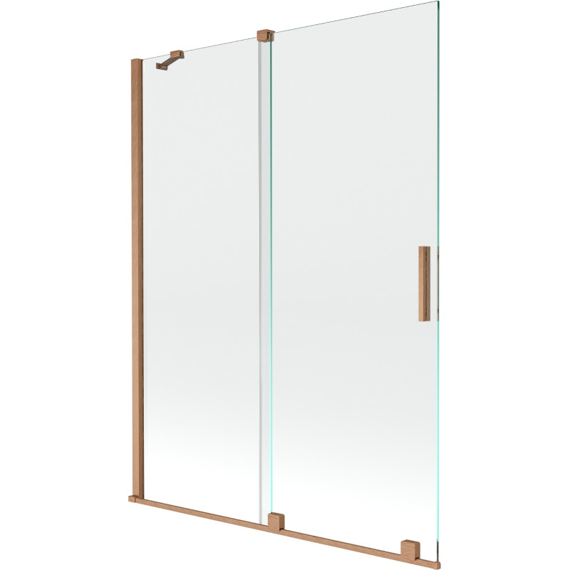 Mexen Velar tweedelige verschuifbare badwandscherm 130 x 150 cm, transparant, geborsteld koper - 896-130-000-01-65