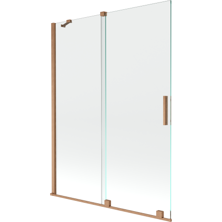 Mexen Velar 2-flügelige, verschiebbare Badewannenabtrennung 130 x 150 cm, transparent, gebürstetes Kupfer - 896-130-000-01-65