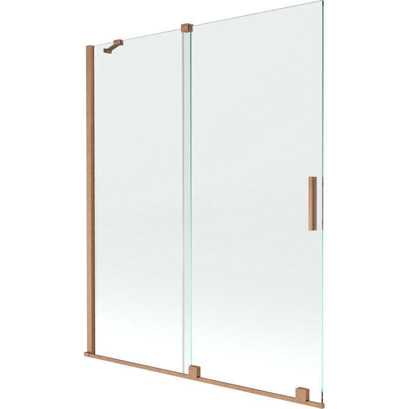 Mexen Velar 2-wing retractable bathtub screen 140 x 150 cm, transparent, brushed copper - 896-140-000-01-65