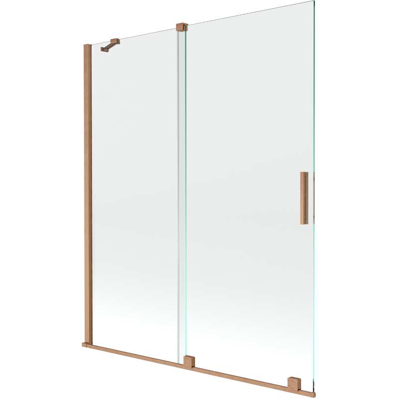 Mexen Velar Duschabtrennung 2-flügelig, verschiebbar 140 x 150 cm, transparent, gebürstetes Kupfer - 896-140-000-01-65