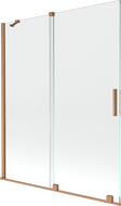 Mexen Velar 2-wing retractable bathtub screen 140 x 150 cm, transparent, brushed copper - 896-140-000-01-65