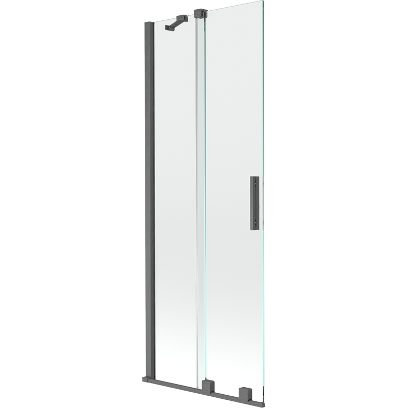 Mexen Velar Badewannenabtrennung 2-flügelig verschiebbar 75 x 150 cm, transparent, gebürstetes Gun Grau - 896-075-000-01-66