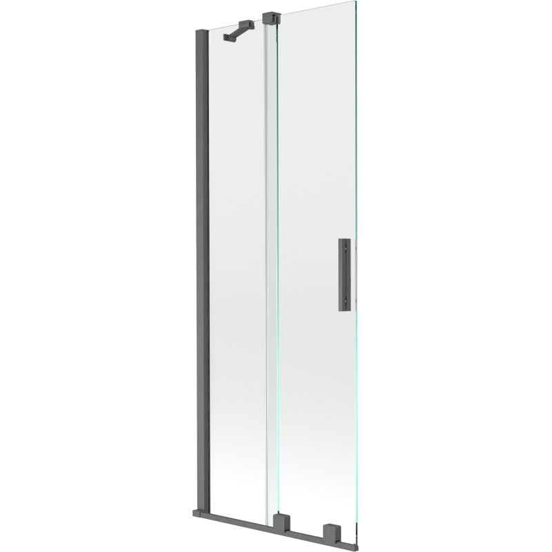 Mexen Velar parawan nawannowy 2-skrzydłowy rozsuwany 75 x 150 cm, transparent, gun gray szczotkowany - 896-075-000-01-66