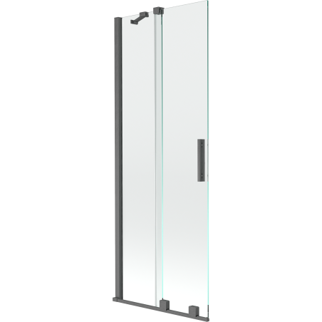 Mexen Velar Badewannenabtrennung 2-flügelig verschiebbar 75 x 150 cm, transparent, gebürstetes Gun Grau - 896-075-000-01-66