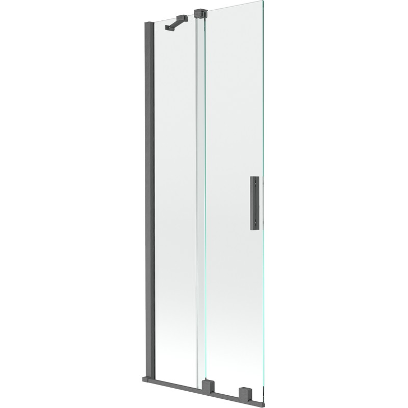 Mexen Velar mampara de baño de 2 hojas corredera 70 x 150 cm, transparente, gris arma cepillado - 896-070-000-01-66