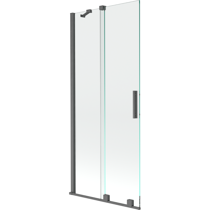 Mexen Velar Duschabtrennung ausziehbar, 2-teilig, 85 x 150 cm, transparent, gebürstetes Gun Gray - 896-085-000-01-66