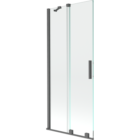 Mexen Velar Duschabtrennung ausziehbar, 2-teilig, 85 x 150 cm, transparent, gebürstetes Gun Gray - 896-085-000-01-66
