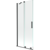 Mexen Velar badwand 2-delig schuifbaar 80 x 150 cm, transparant, geborsteld gun grijs - 896-080-000-01-66