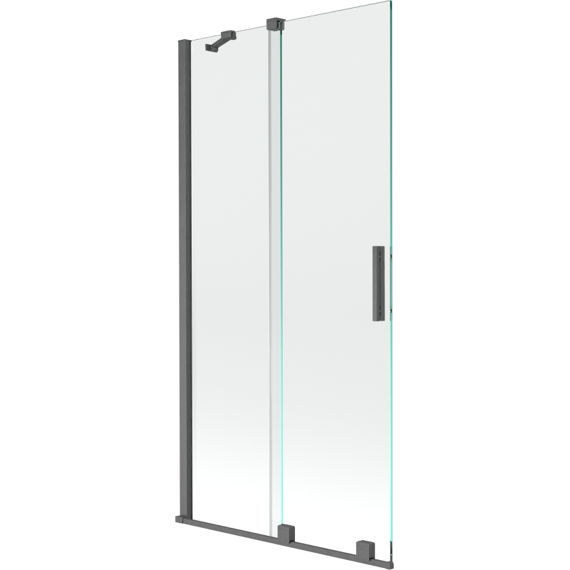 Mexen Velar 2-flügelige, verschiebbare Duschabtrennung 90 x 150 cm, transparent, gebürstet in Gun Grey - 896-090-000-01-66