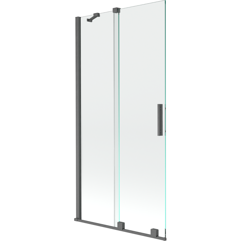 Mexen Velar parawan nawannowy 2-skrzydłowy rozsuwany 90 x 150 cm, transparent, gun gray szczotkowany - 896-090-000-01-66