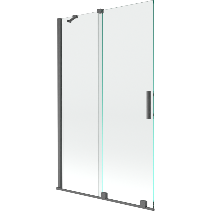 Mexen Velar skjutdörrbar duschskärm 2-delad 110 x 150 cm, transparent, borstad vapengrå - 896-110-000-01-66