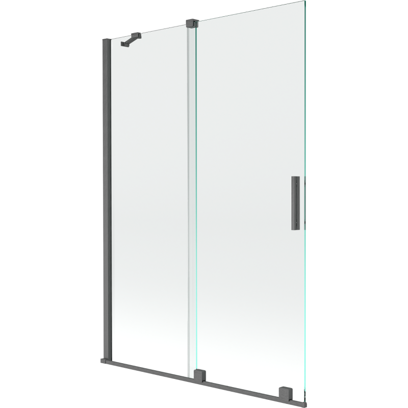 Mexen Velar Badewannenabtrennung 2-teilig Schiebbar 120 x 150 cm, transparent, gebürstetes Gun Gray - 896-120-000-01-66