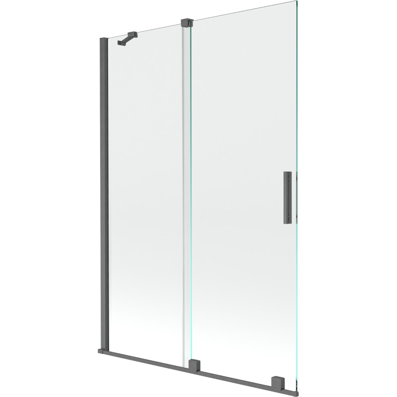 Mexen Velar Duschabtrennung 2-flügelig, verschiebbar 120 x 150 cm, transparent, gebürstet gun gray - 896-120-000-01-66