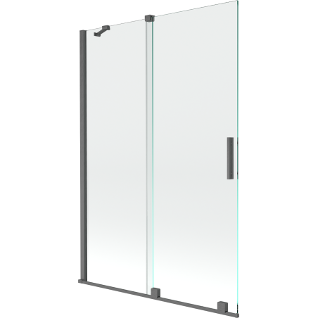 Mexen Velar Badewannenabtrennung 2-teilig Schiebbar 120 x 150 cm, transparent, gebürstetes Gun Gray - 896-120-000-01-66