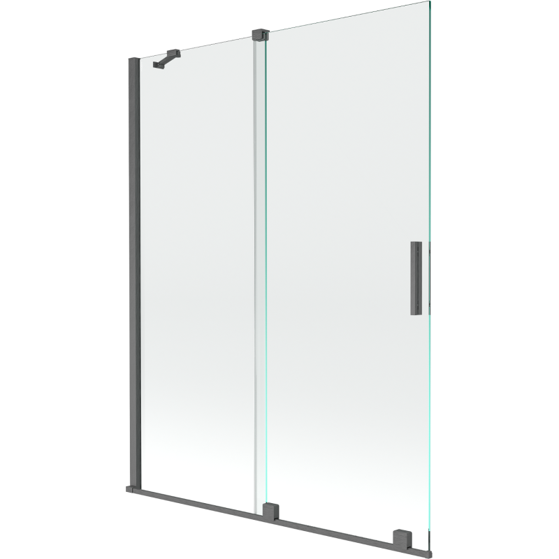 Mexen Velar 2-flügelige, verschiebbare Wannentrennwand 130 x 150 cm, transparent, gebürstetes Gun Gray - 896-130-000-01-66