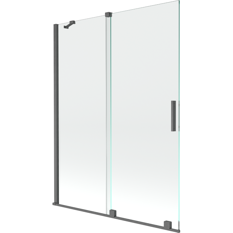 Mexen Velar paravento da bagno a 2 ante scorrevoli 130 x 150 cm, trasparente, grigio canna di fucile spazzolato