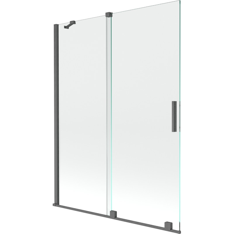 Mexen Velar zweiflügelige verschiebbare Badewannenabtrennung 130 x 150 cm, transparent, gebürstet in Gun Gray