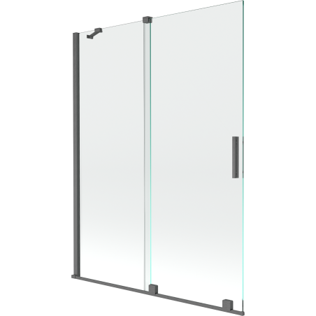 Mexen Velar tweedelige verschuifbare badwand 130 x 150 cm, transparant, geborsteld grijs - 896-130-000-01-66