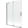 Mexen Velar 2-flügelige, verschiebbare Wannentrennwand 130 x 150 cm, transparent, gebürstetes Gun Gray - 896-130-000-01-66