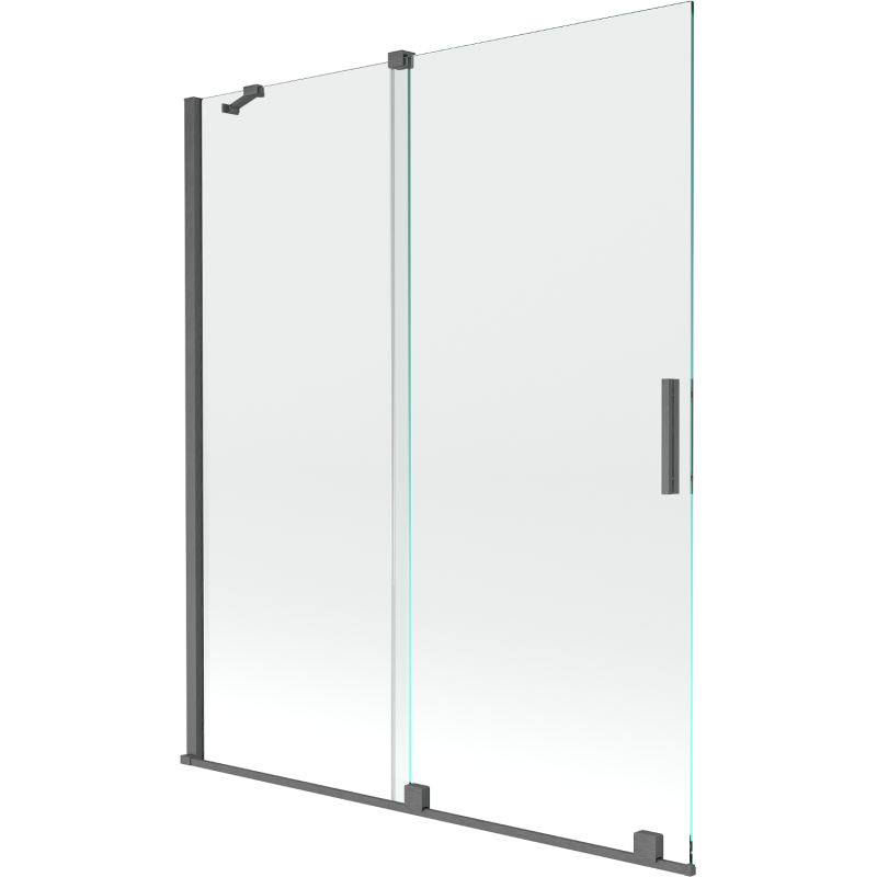 Mexen Velar Duschabtrennung für die Badewanne, 2-flügelig, 140 x 150 cm, transparent, gebürstetes Gun Gray - 896-140-000-01-66