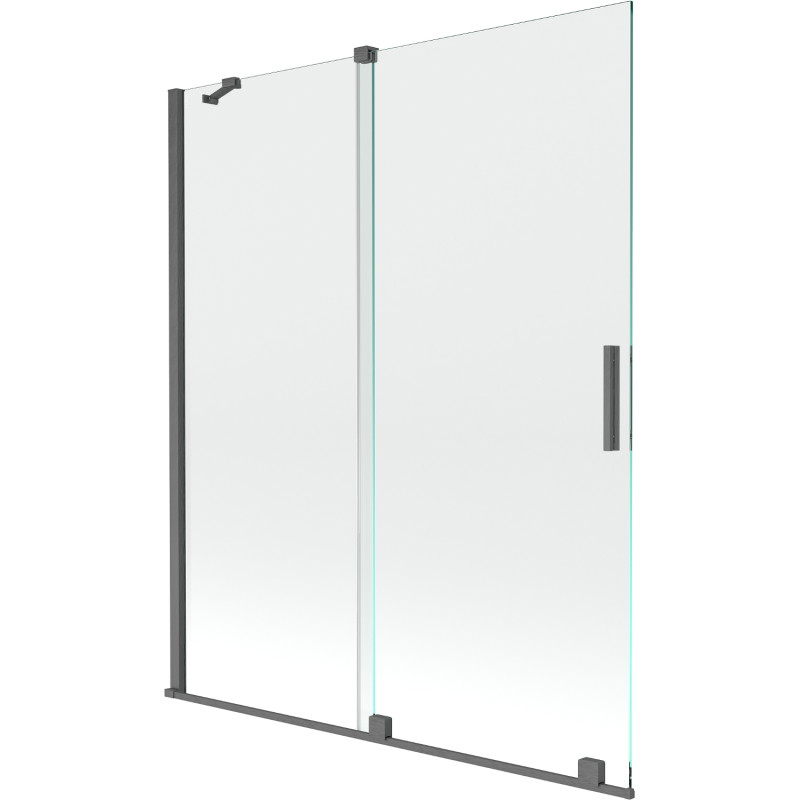 Mexen Velar paroi de baignoire à 2 volets coulissante 140 x 150 cm, transparent, gris canon brossé - 896-140-000-01-66