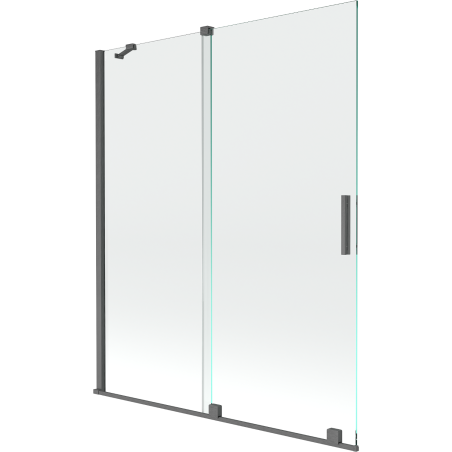 Mexen Velar 2-panel sliding bath screen 140 x 150 cm, transparent, brushed gun gray - 896-140-000-01-66
