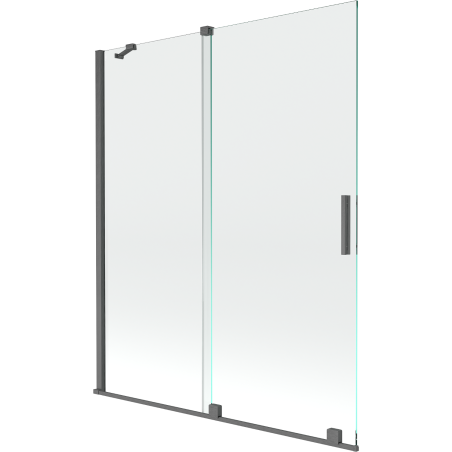 Mexen Velar Duschabtrennung für die Badewanne, 2-flügelig, 140 x 150 cm, transparent, gebürstetes Gun Gray - 896-140-000-01-66