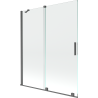 Mexen Velar Duschabtrennung für die Badewanne, 2-flügelig, 140 x 150 cm, transparent, gebürstetes Gun Gray - 896-140-000-01-66