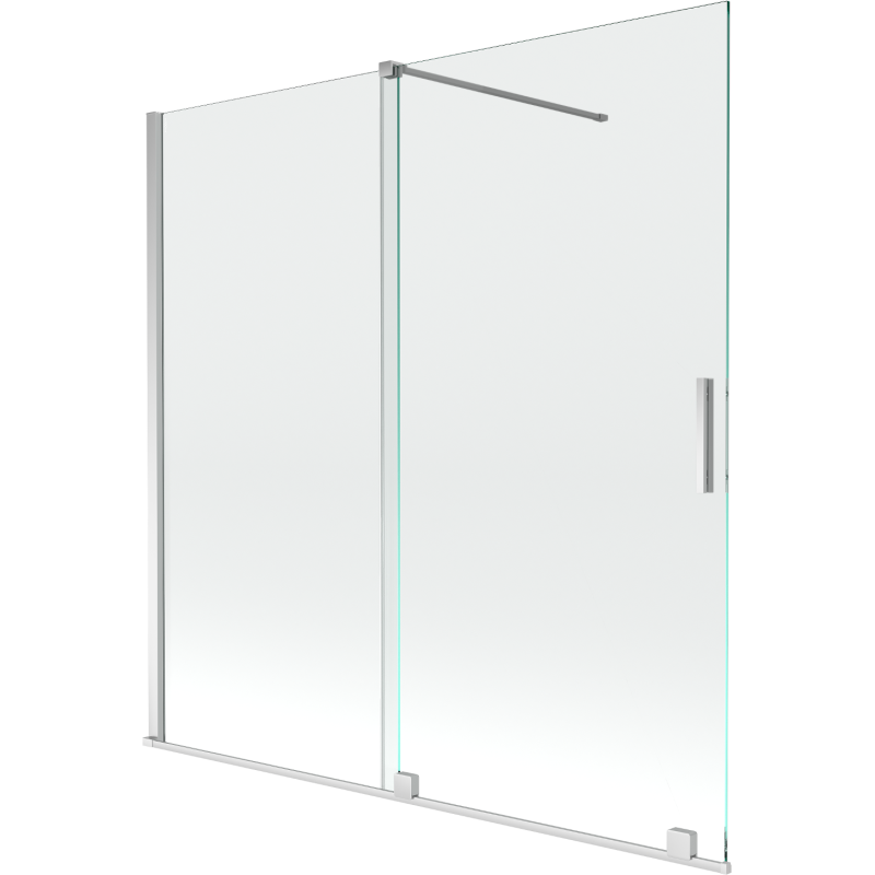 Mexen Velar Badewannen-Faltwand 2-flügelig verschiebbar 160 x 150 cm, transparent, Chrom - 896-160-000-01-01