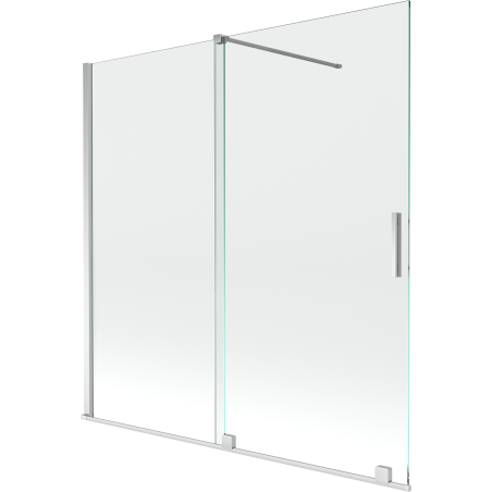 Mexen Velar Badewannen-Faltwand 2-flügelig verschiebbar 160 x 150 cm, transparent, Chrom - 896-160-000-01-01