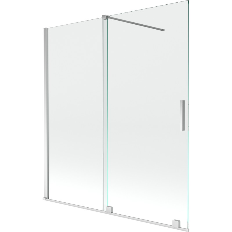 Mexen Velar 2-flügelige, schiebbare Badewannenabtrennung 150 x 150 cm, transparent, Chrom - 896-150-000-01-01
