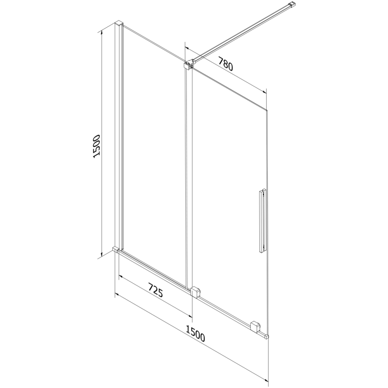 Mexen Velar 2-wing sliding bath screen 150 x 150 cm, transparent, chrome - 896-150-000-01-01
