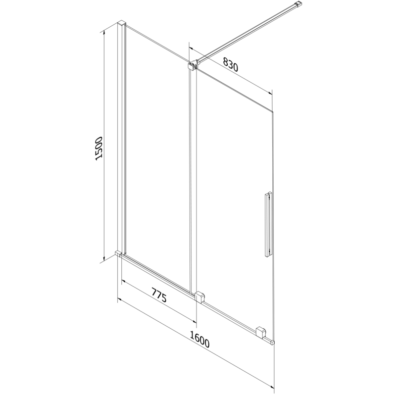 Mexen Velar 2-panel sliding bath screen 160 x 150 cm, transparent, chrome - 896-160-000-01-01