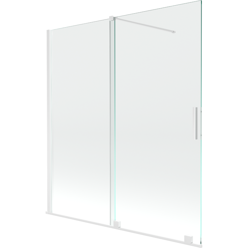 Mexen Velar parawan nawannowy 2-skrzydłowy rozsuwany 150 x 150 cm, transparent, biały - 896-150-000-01-20