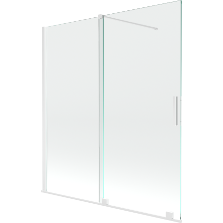 Mexen Velar suihkuverho 2-osainen liukuva 150 x 150 cm, läpinäkyvä, valkoinen - 896-150-000-01-20