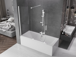 Mexen Velar klizni paravan za kadu, dvokrilni, klizni 150 x 150 cm, proziran, bijeli - 896-150-000-01-20