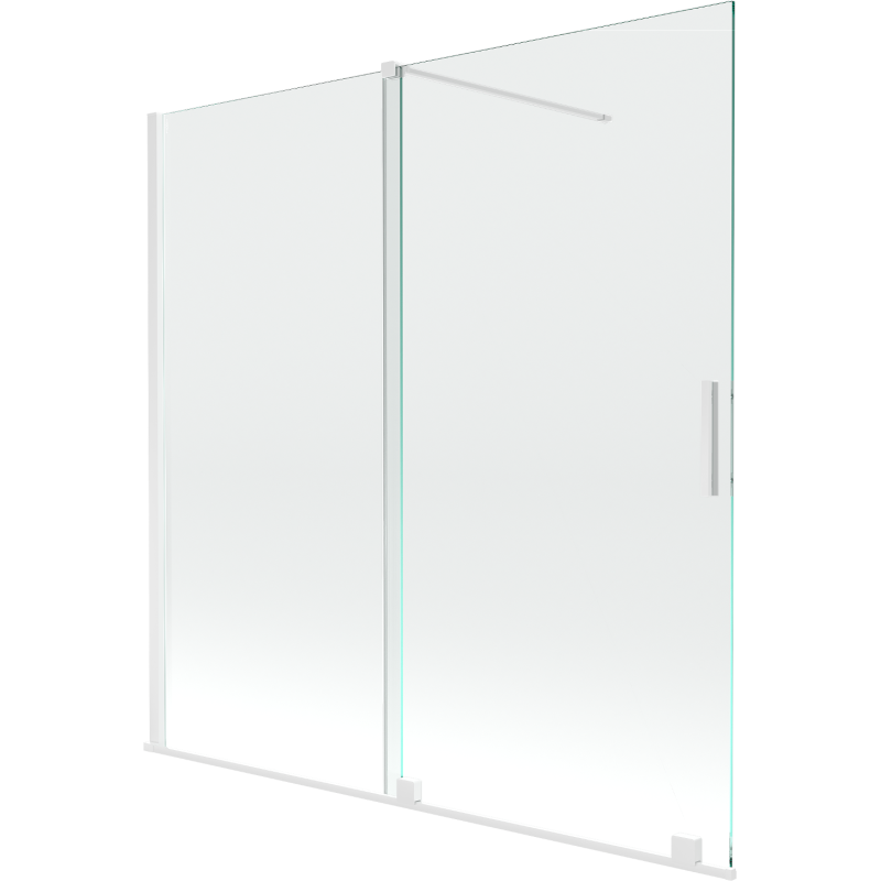 Mexen Velar Duschabtrennung für die Badewanne, 2-flügelig, verschiebbar, 160 x 150 cm, transparent, weiß - 896-160-000-01-20