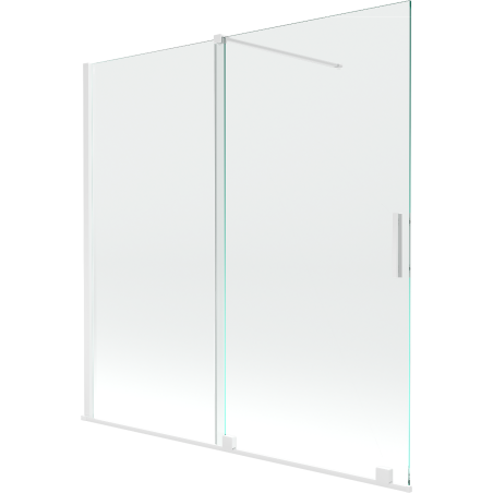 Mexen Velar 2-flügelige, abnehmbare Badewannenfaltwand 160 x 150 cm, transparent, weiß - 896-160-000-01-20