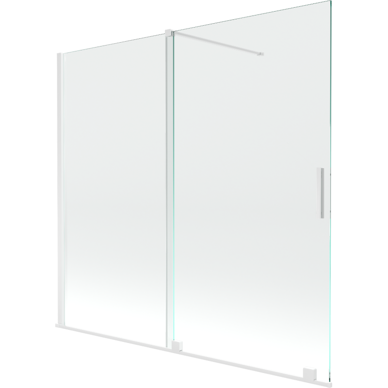 Mexen Velar Badewannenfaltwand, 2-flügelig, verschiebbar 170 x 150 cm, transparent, weiß - 896-170-000-01-20