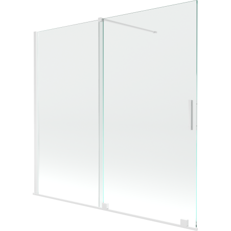 Mexen Velar Badewannenfaltwand, 2-flügelig, verschiebbar 170 x 150 cm, transparent, weiß - 896-170-000-01-20
