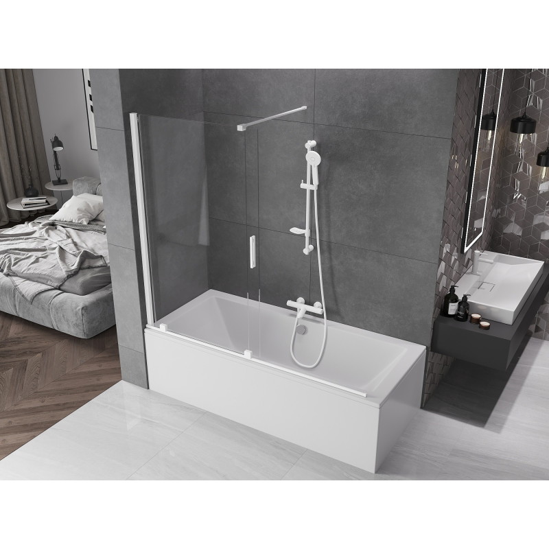 Mexen Velar 2-panel sliding bathtub screen 170 x 150 cm, transparent, white - 896-170-000-01-20
