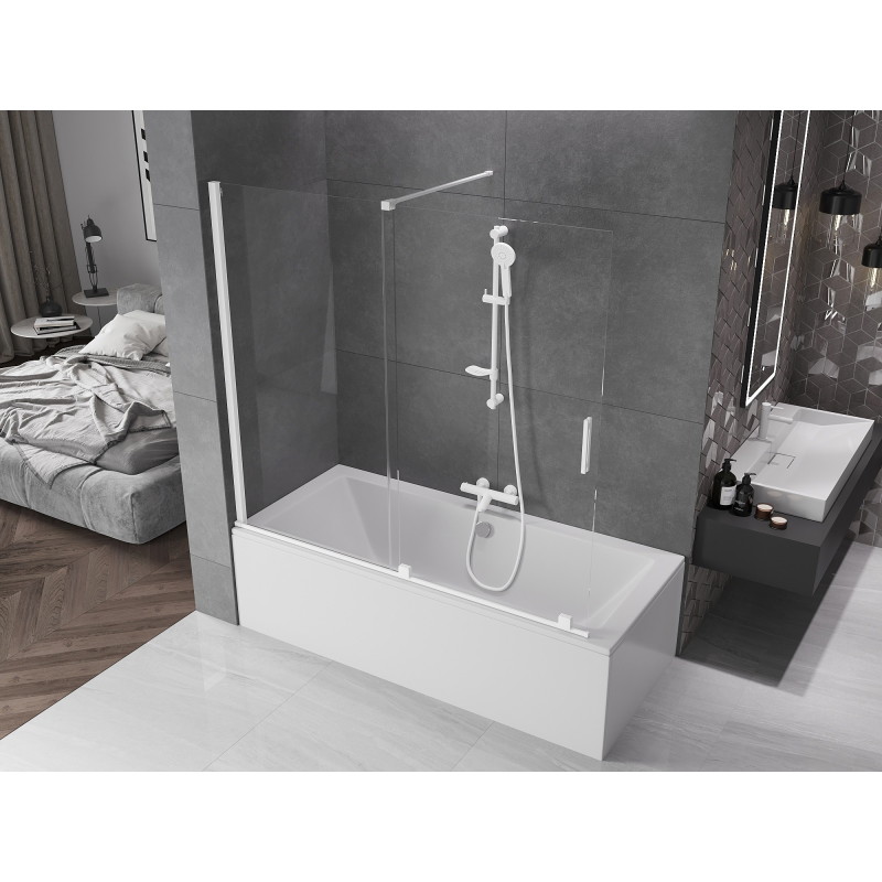 Mexen Velar 2-panel sliding bathtub screen 170 x 150 cm, transparent, white - 896-170-000-01-20