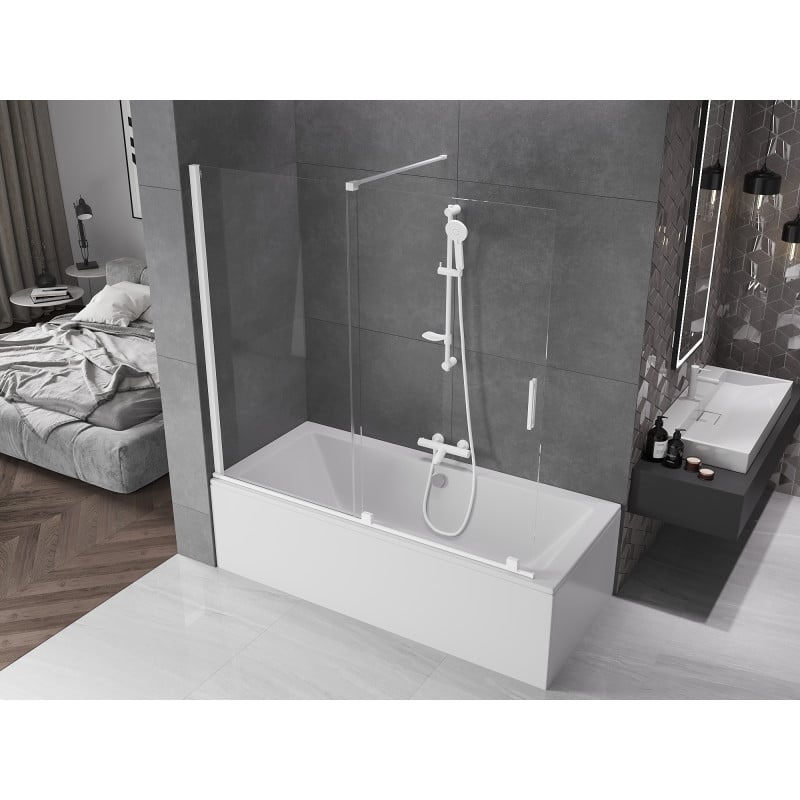 Mexen Velar mampara de bañera corredera de 2 hojas 170 x 150 cm, transparente, blanco - 896-170-000-01-20